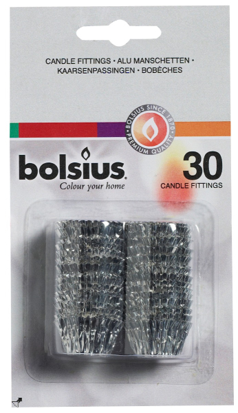 Bolsius - Alu-Manschetten 30 Stück auf Blisterkarte silber